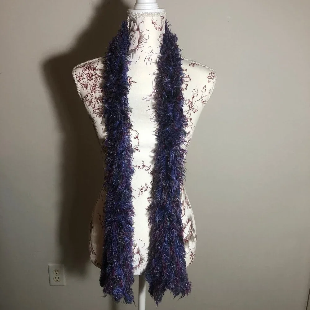 💙 Retro Jewel-Tone Eyelash Scarf — Statement Texture | Made in Korea
